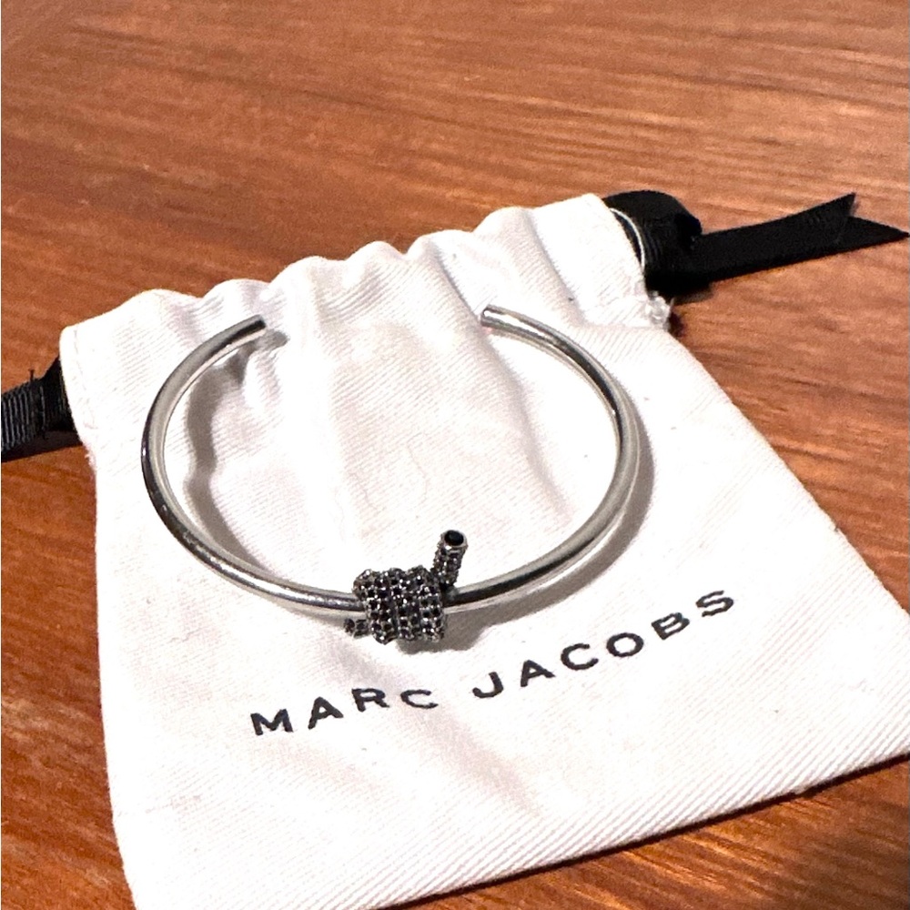 Marc Jacobs Bracelet Open Bangle Metal With Pave Glass Accent 5.5”